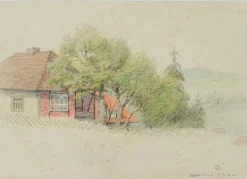H. Christiansen, Landhäuser in der Nähe von Süding, 1921, Bleistift