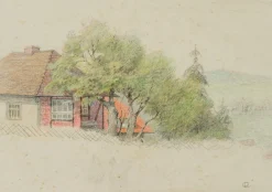 H. Christiansen, Landhäuser in der Nähe von Süding, 1921, Bleistift