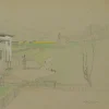 H. Christiansen, Landschaft bei Litzlfelden in Tirol, 1920, Bleistift