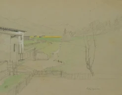 H. Christiansen, Landschaft bei Litzlfelden in Tirol, 1920, Bleistift