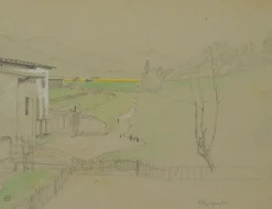 H. Christiansen, Landschaft bei Litzlfelden in Tirol, 1920, Bleistift
