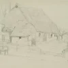 H. Christiansen, Strohdachhaus, 1925, Bleistift