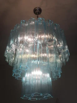 Hellblauer Tronchi Murano Glas Kronleuchter von Murano