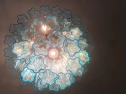 Hellblauer Tronchi Murano Glas Kronleuchter von Murano