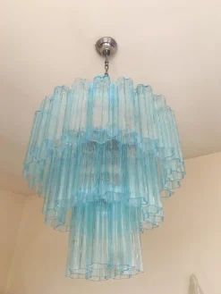 Hellblauer Tronchi Murano Glas Kronleuchter von Murano