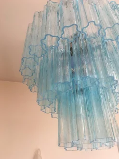 Hellblauer Tronchi Murano Glas Kronleuchter von Murano