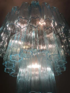 Hellblauer Tronchi Murano Glas Kronleuchter von Murano