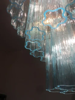 Hellblauer Tronchi Murano Glas Kronleuchter von Murano