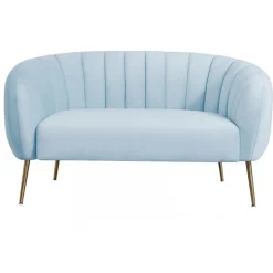 Hellblaues Zwei-Sitzer Sofa aus Samt von Europa Antiques