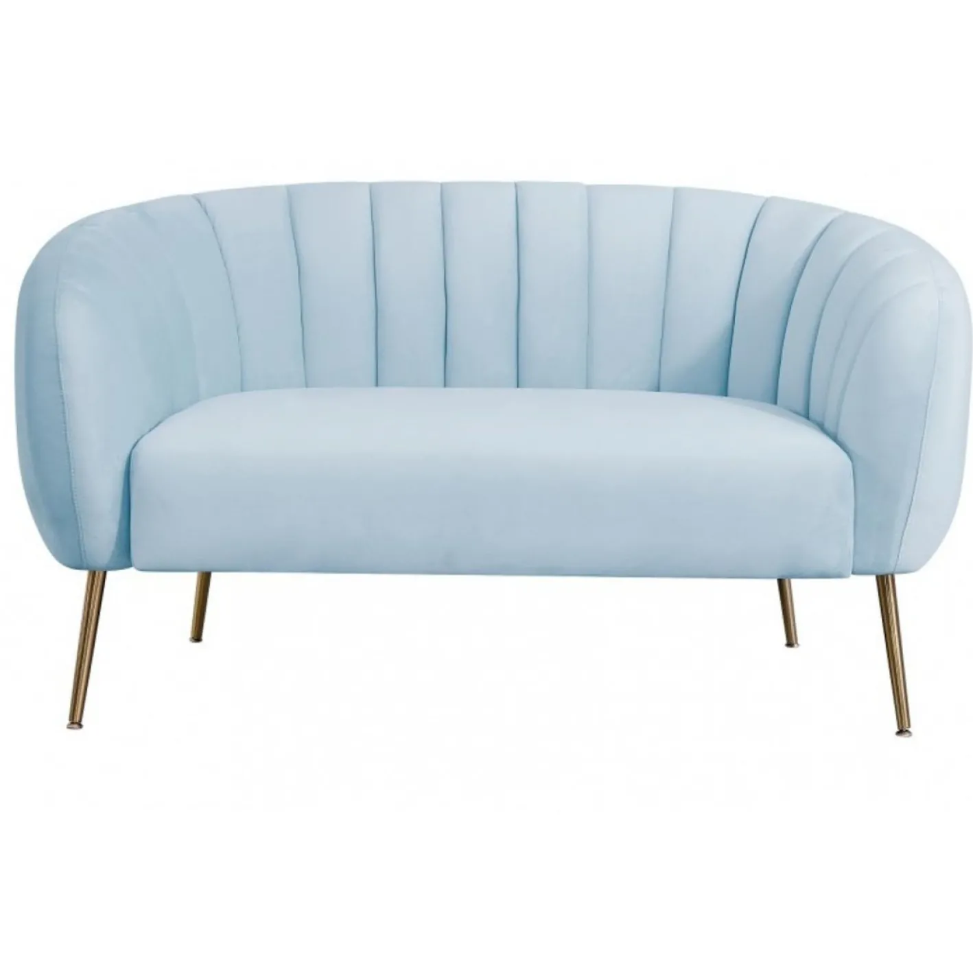 Hellblaues Zwei-Sitzer Sofa aus Samt von Europa Antiques