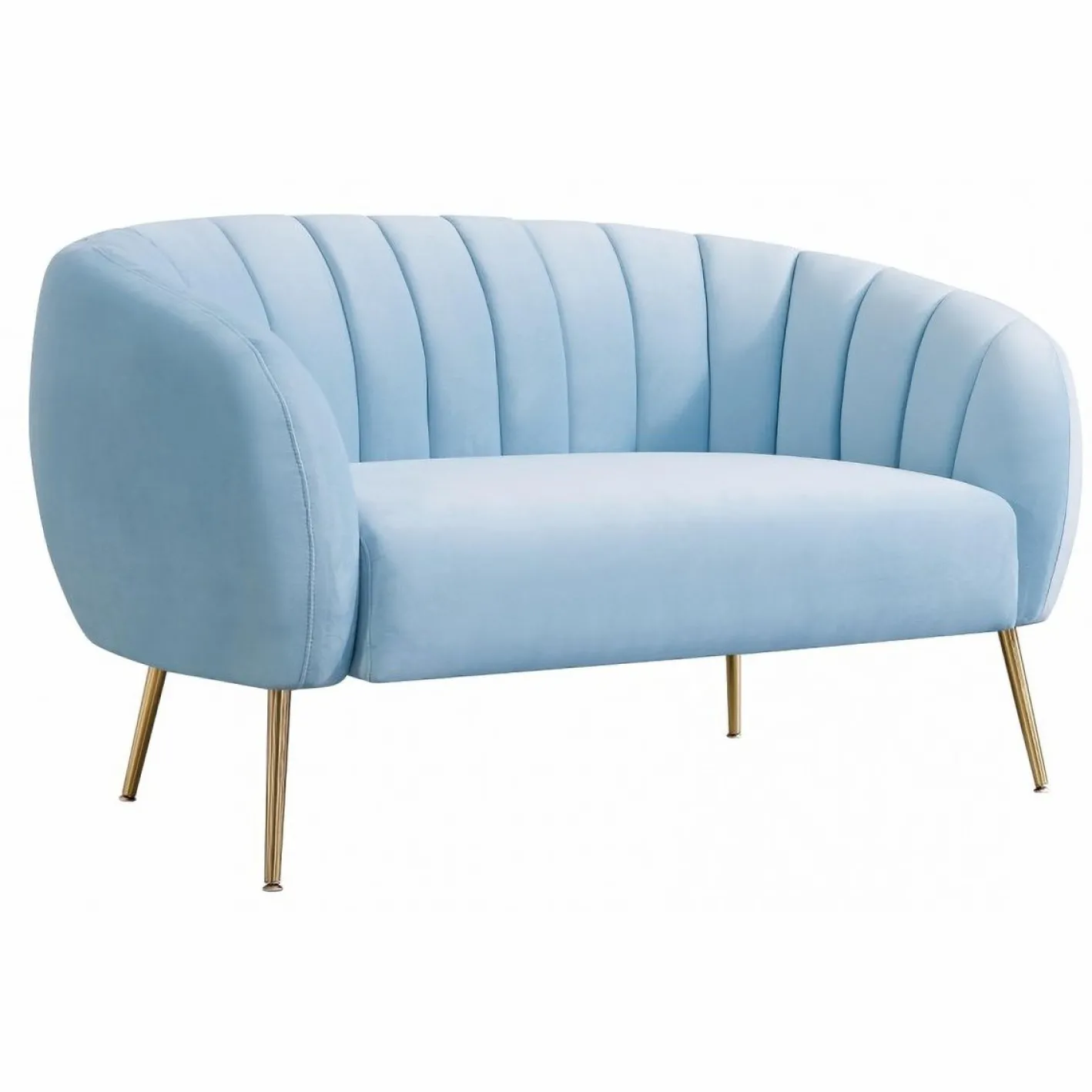 Hellblaues Zwei-Sitzer Sofa aus Samt von Europa Antiques