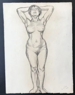 Henri Fehr, La Vachère, 1930, Kohle auf Papier