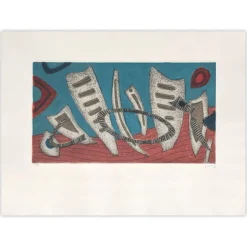 Henri Goetz, Blau und Rosa, 1988, Carborundum Radierung