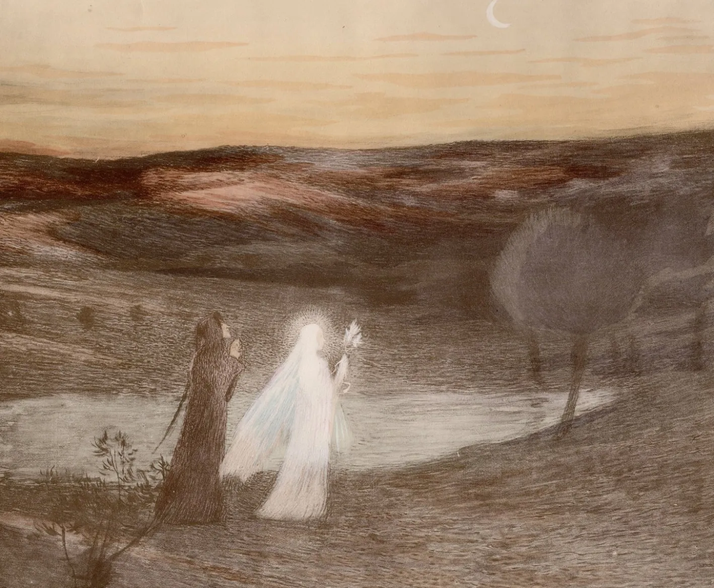 Henri Martin, Dante trifft Beatrix, 1898, Lithographie