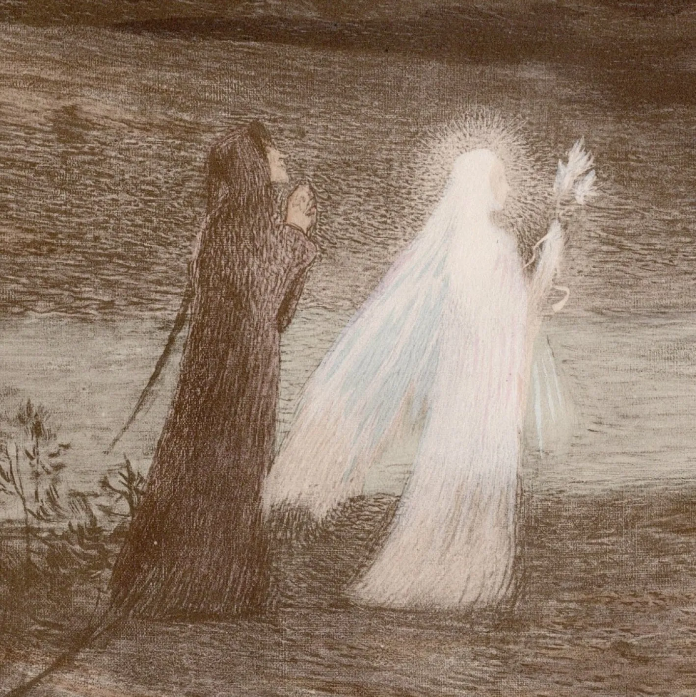 Henri Martin, Dante trifft Beatrix, 1898, Lithographie