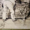 Henri Pille, Atelier des Künstlers, 19. Jh., Tinte auf Papier