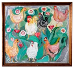 Hens Gemälde von Giuseppe Cesetti, 1960er