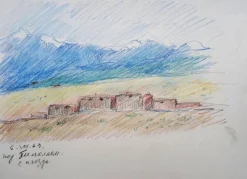 Herberts Mangolds, from the Train to the Himalayas, 1963, Crayon & Pencil