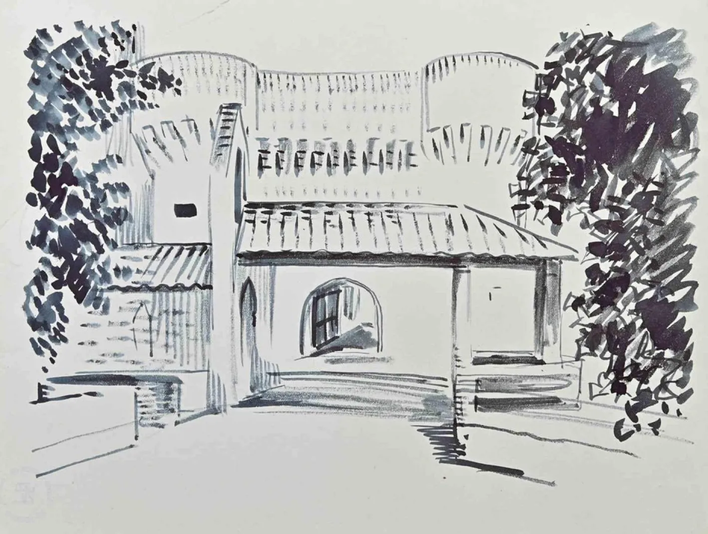 Hermann Paul, Altbau, Originalzeichnung, frühes 20. Jh