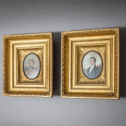 Herrenporträts, 19. Jh., Gemälde, 2er Set