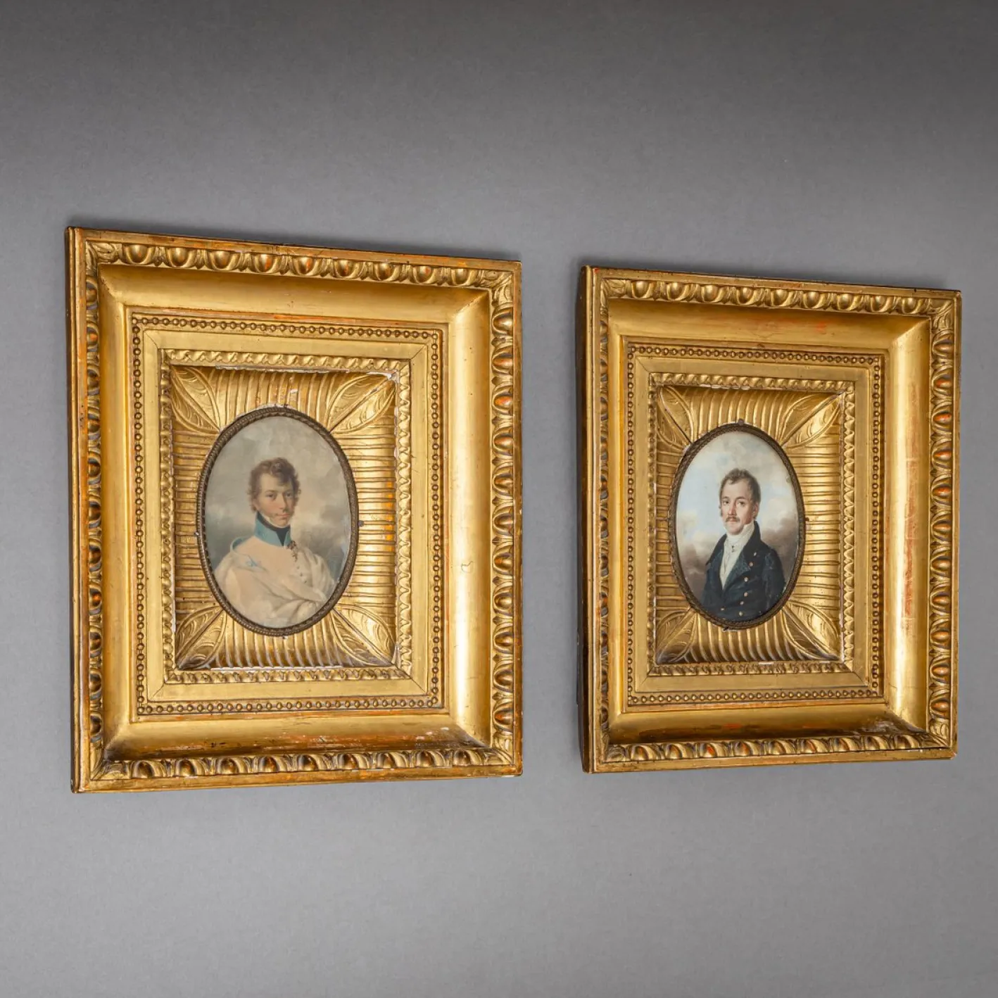 Herrenporträts, 19. Jh., Gemälde, 2er Set