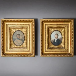 Herrenporträts, 19. Jh., Gemälde, 2er Set