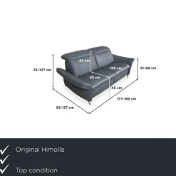 Himolla 1065 Zwei-Sitzer Ledersofa in Blau & Grau