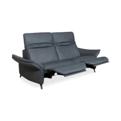 Himolla 1065 Zwei-Sitzer Ledersofa in Blau & Grau