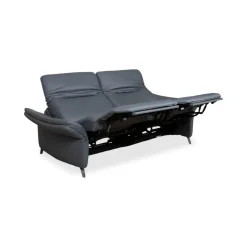Himolla 1065 Zwei-Sitzer Ledersofa in Blau & Grau
