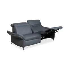 Himolla 1065 Zwei-Sitzer Ledersofa in Blau & Grau