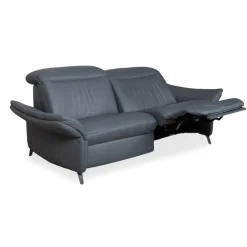 Himolla 1065 Zwei-Sitzer Ledersofa in Blau & Grau