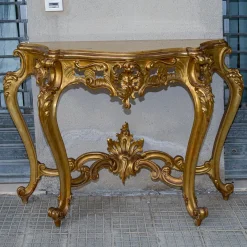 2. Hälfte 20. Jh. Konsole mit Spiegel aus geschnitztem und vergoldetem Holz, Frankreich, 1890er, 2er Set