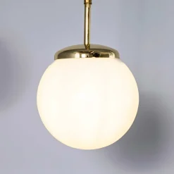 Hängelampe aus Opalglas, 1950er