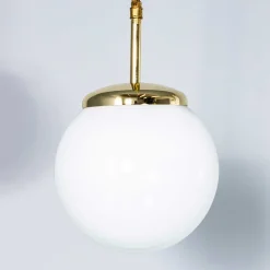 Hängelampe aus Opalglas, 1950er