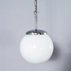 Hängelampe aus Opalglas, 1950er