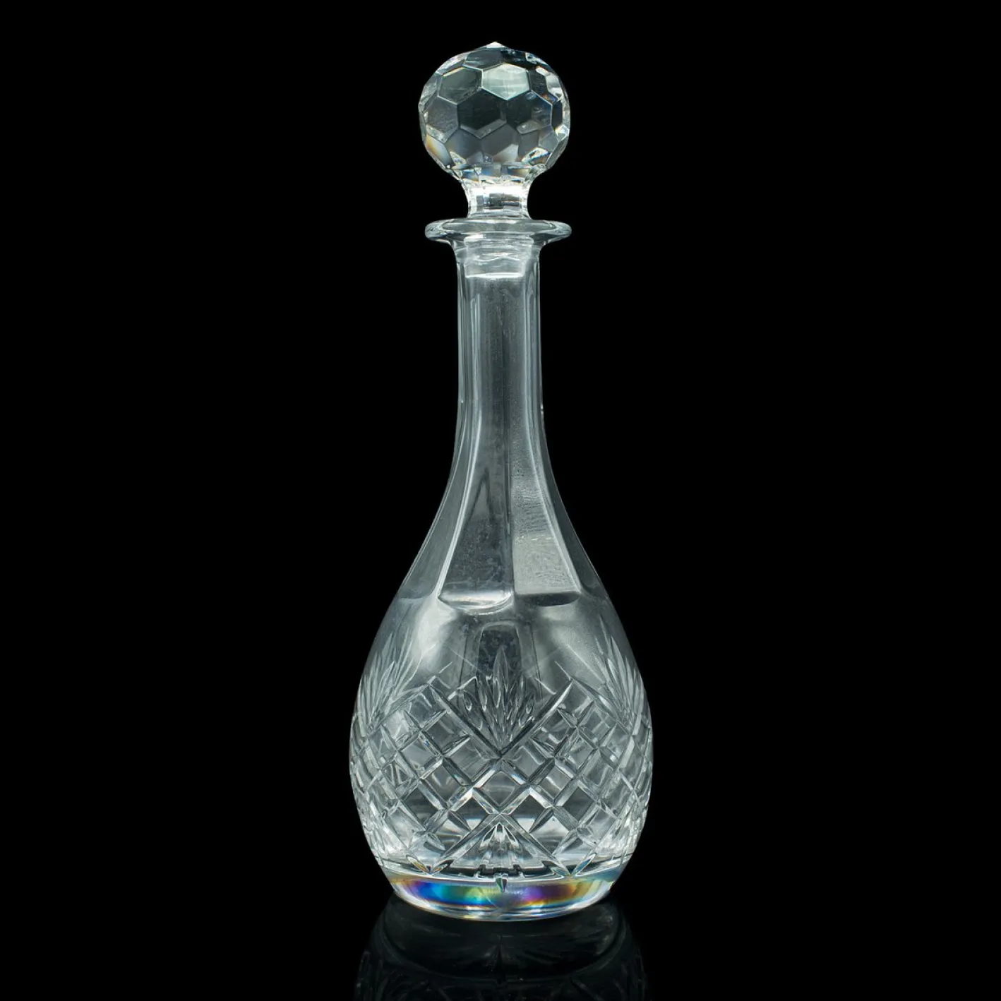 Hoher englischer Vintage Port Dekanter aus geschliffenem Glas, 1960er