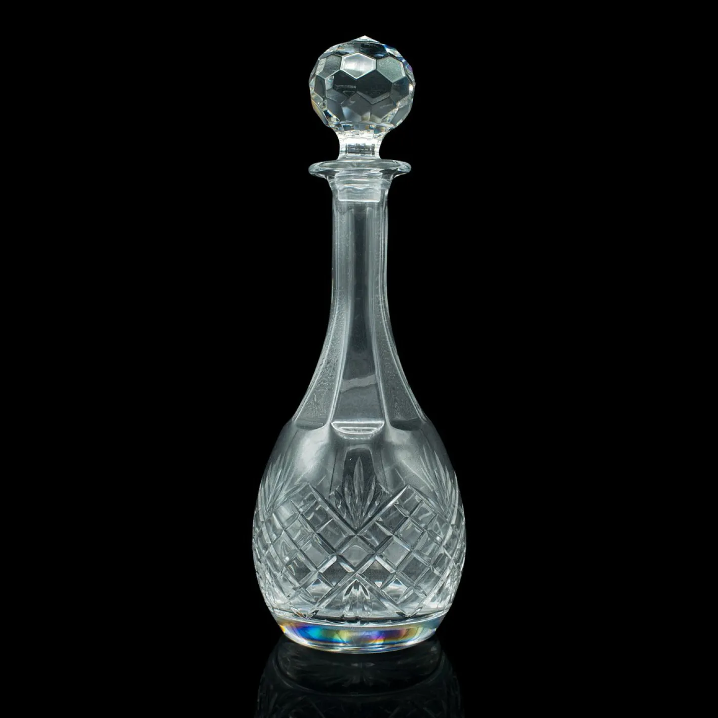 Hoher englischer Vintage Port Dekanter aus geschliffenem Glas, 1960er