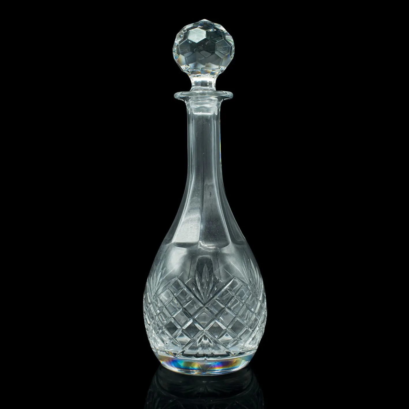 Hoher englischer Vintage Port Dekanter aus geschliffenem Glas, 1960er