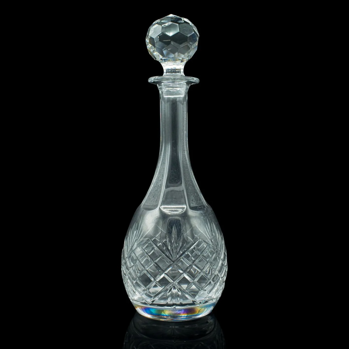 Hoher englischer Vintage Port Dekanter aus geschliffenem Glas, 1960er