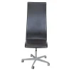 Hoher Oxford Bürostuhl aus braunem Original Leder von Arne Jacobsen