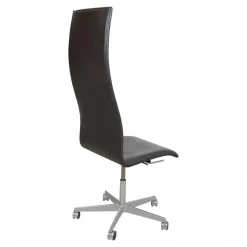 Hoher Oxford Bürostuhl aus braunem Original Leder von Arne Jacobsen