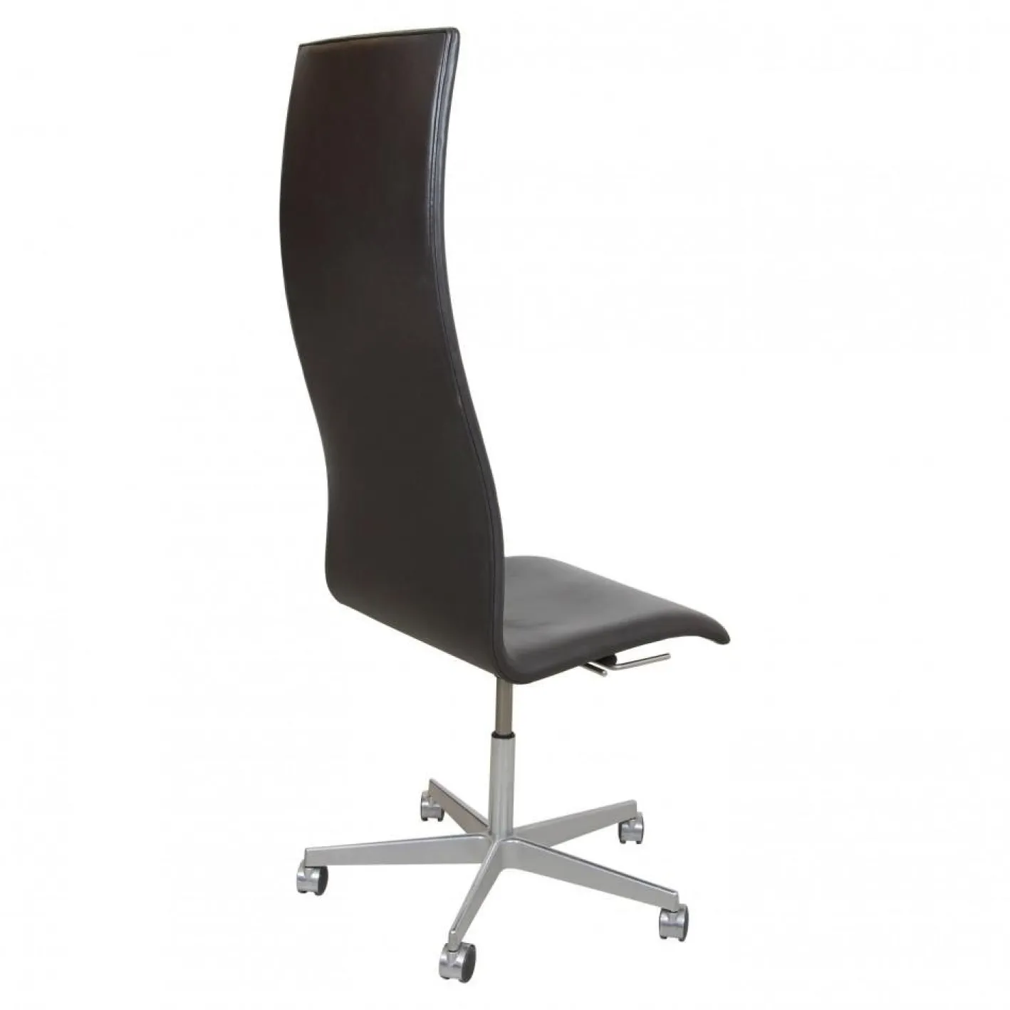 Hoher Oxford Bürostuhl aus braunem Original Leder von Arne Jacobsen