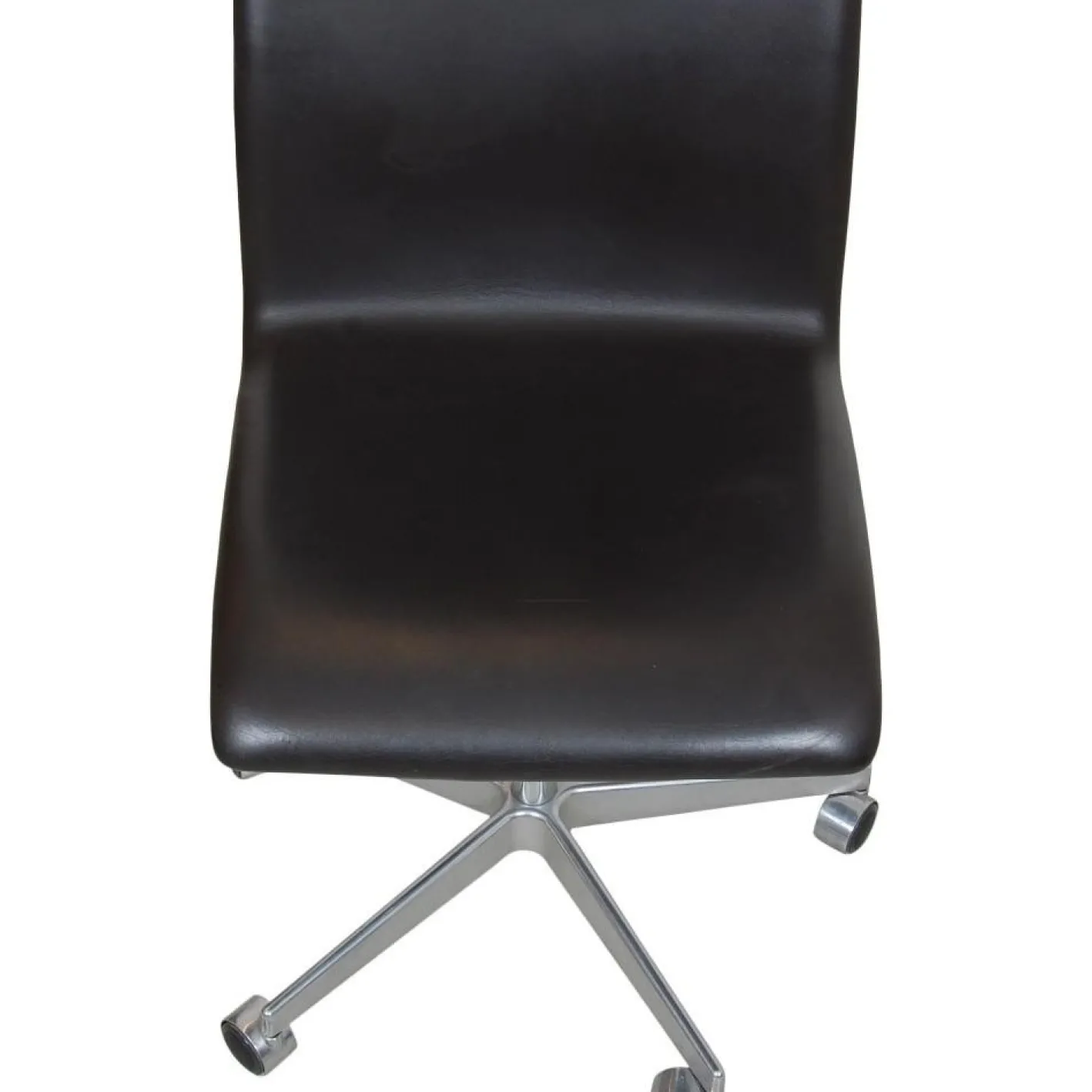 Hoher Oxford Bürostuhl aus braunem Original Leder von Arne Jacobsen