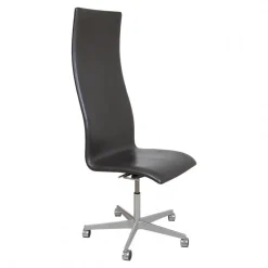 Hoher Oxford Bürostuhl aus braunem Original Leder von Arne Jacobsen