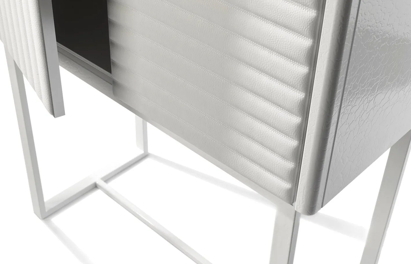 Hohes Sideboard aus Holz & ECO-Leder mit weißem Lack von Jacobo Ventura