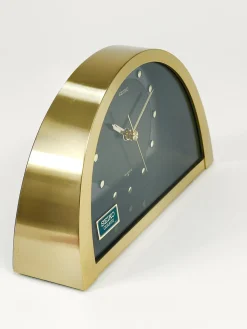 Hollywood Regency Durchsichtige Tischuhr aus Messing, Seiko zugeschrieben, Japan, 1980er