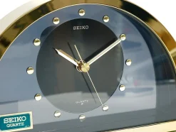Hollywood Regency Durchsichtige Tischuhr aus Messing, Seiko zugeschrieben, Japan, 1980er