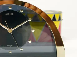Hollywood Regency Durchsichtige Tischuhr aus Messing, Seiko zugeschrieben, Japan, 1980er