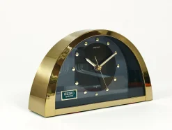 Hollywood Regency Durchsichtige Tischuhr aus Messing, Seiko zugeschrieben, Japan, 1980er
