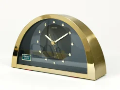 Hollywood Regency Durchsichtige Tischuhr aus Messing, Seiko zugeschrieben, Japan, 1980er